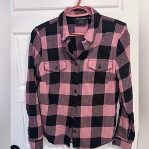 Harley-Davidson Pink and Black Checkered Shirt